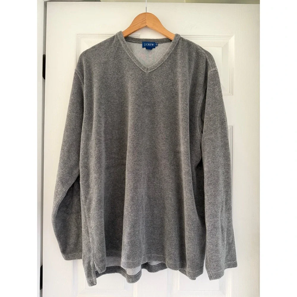 Vintage 90s J. Crew Mens V Neck Gray Pullover Preppy Comfort